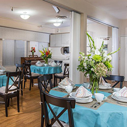 The dining room at Woodland Care Center